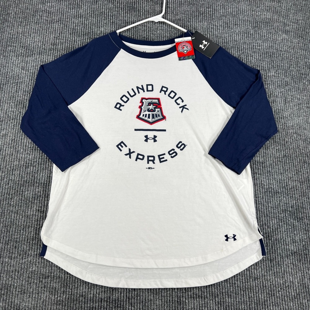 Round Rock Express Shirt Womens XL Extra Large White 3/4 Sleeve Baseball New